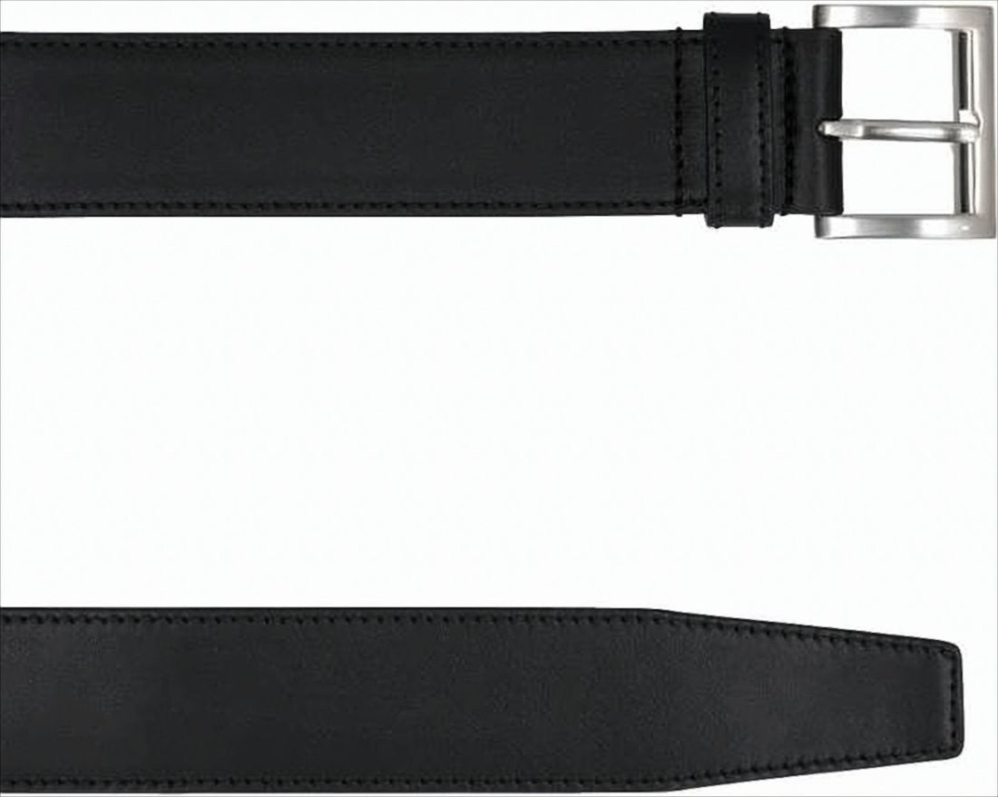 Prada Regular-Width Black Leather Belt With Polished Silver Buckle