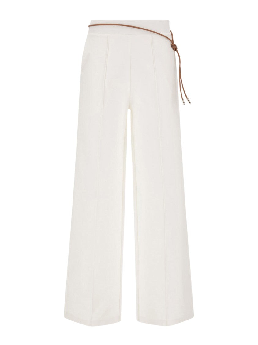 Herno White Dense Rome Jersey Wide-Leg Pants