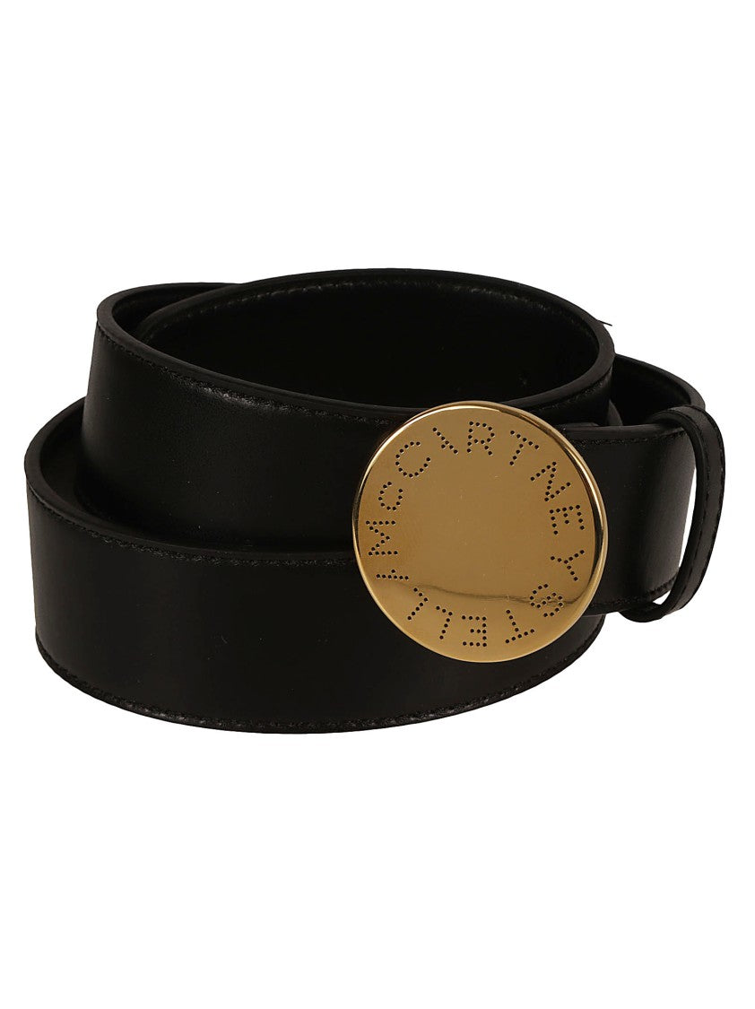 Stella Mccartney Black Belt With Gold-Tone Buckle