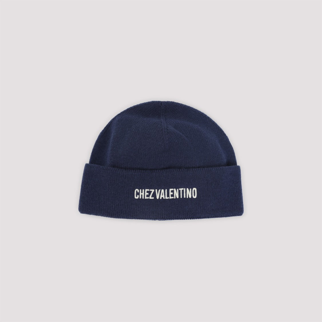 Valentino Garavani Blue Cotton And Wool Beanie