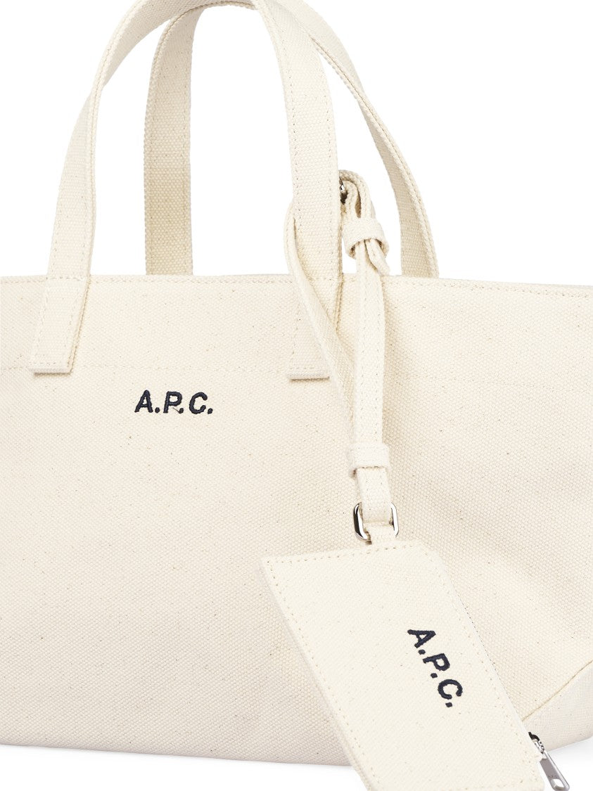 A.P.C. Minimalist Beige Cotton Tote With Detachable Pouch