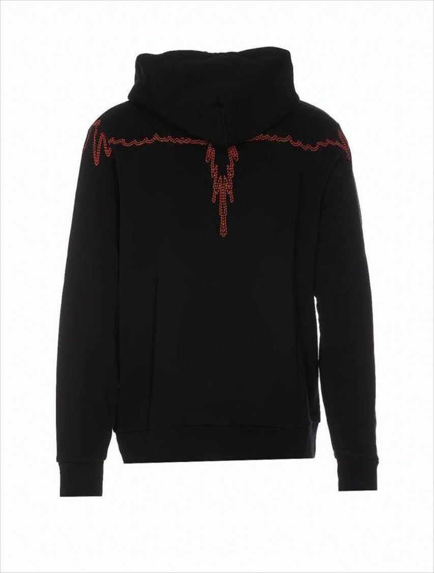 Marcelo Burlon Hooded Sweatshirt With Waveform Embroidery
