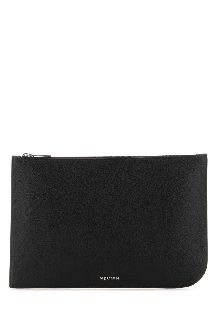 Alexander Mcqueen Black Leather Large Sling Pouch