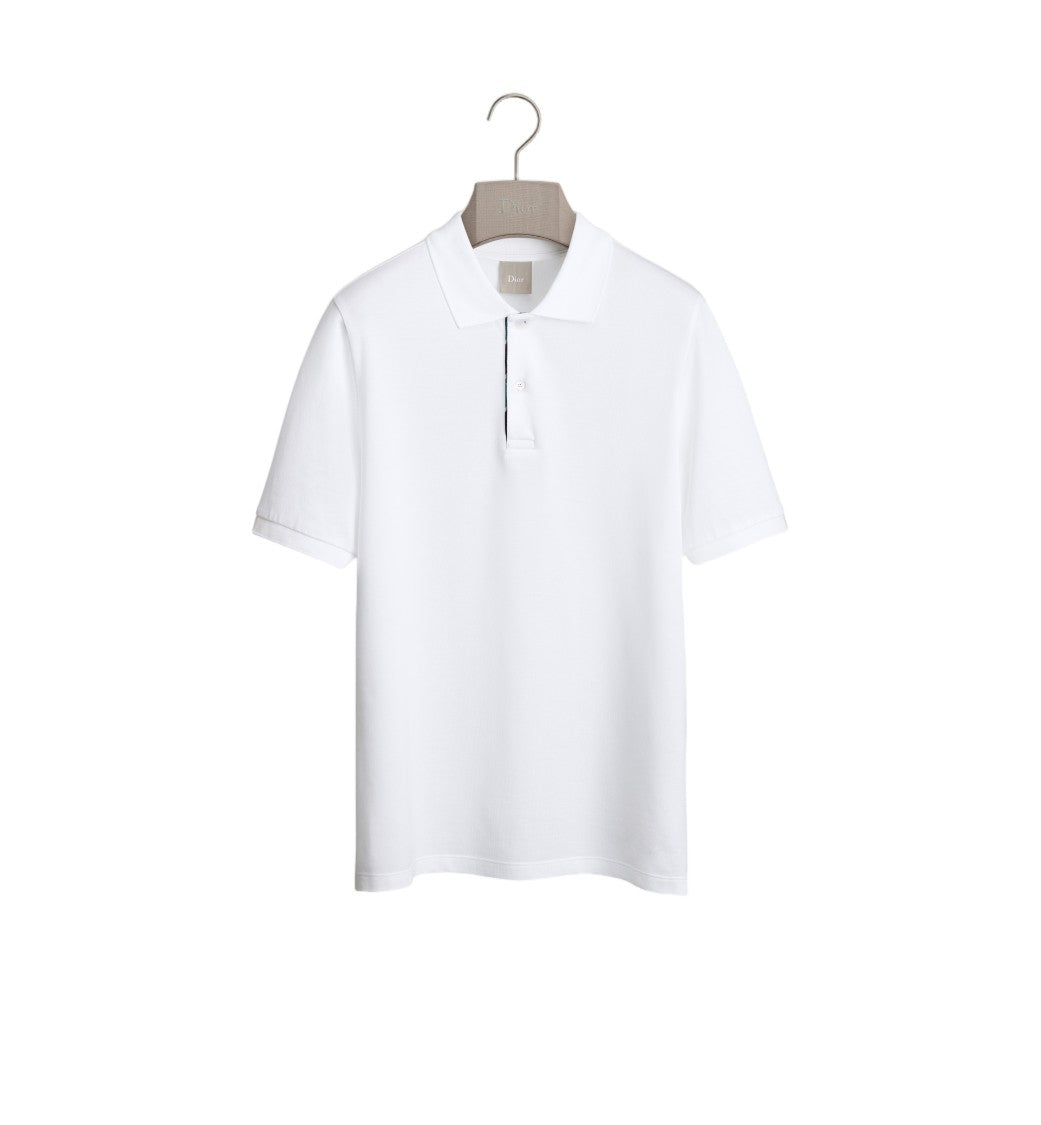 Christian Dior White Striped Collar Polo Shirt
