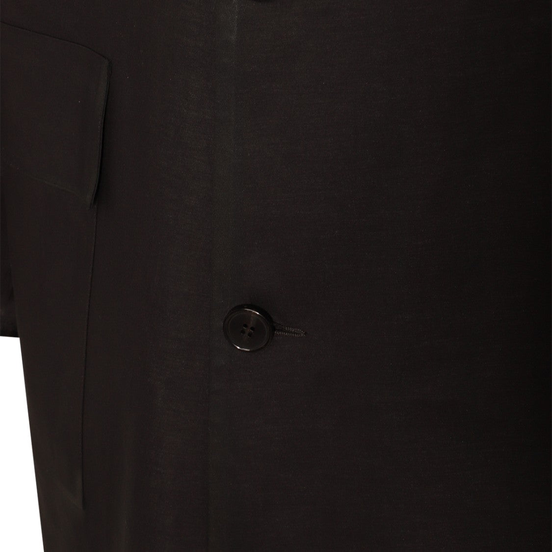 Maison Margiela Long Black Cotton Coat With Classic Shirt Collar And Minimalist Design