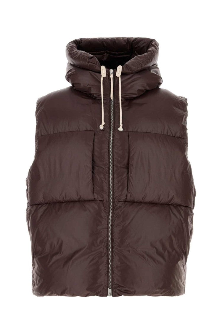Jil Sander Brown Nylon Sleeveless Down Jacket