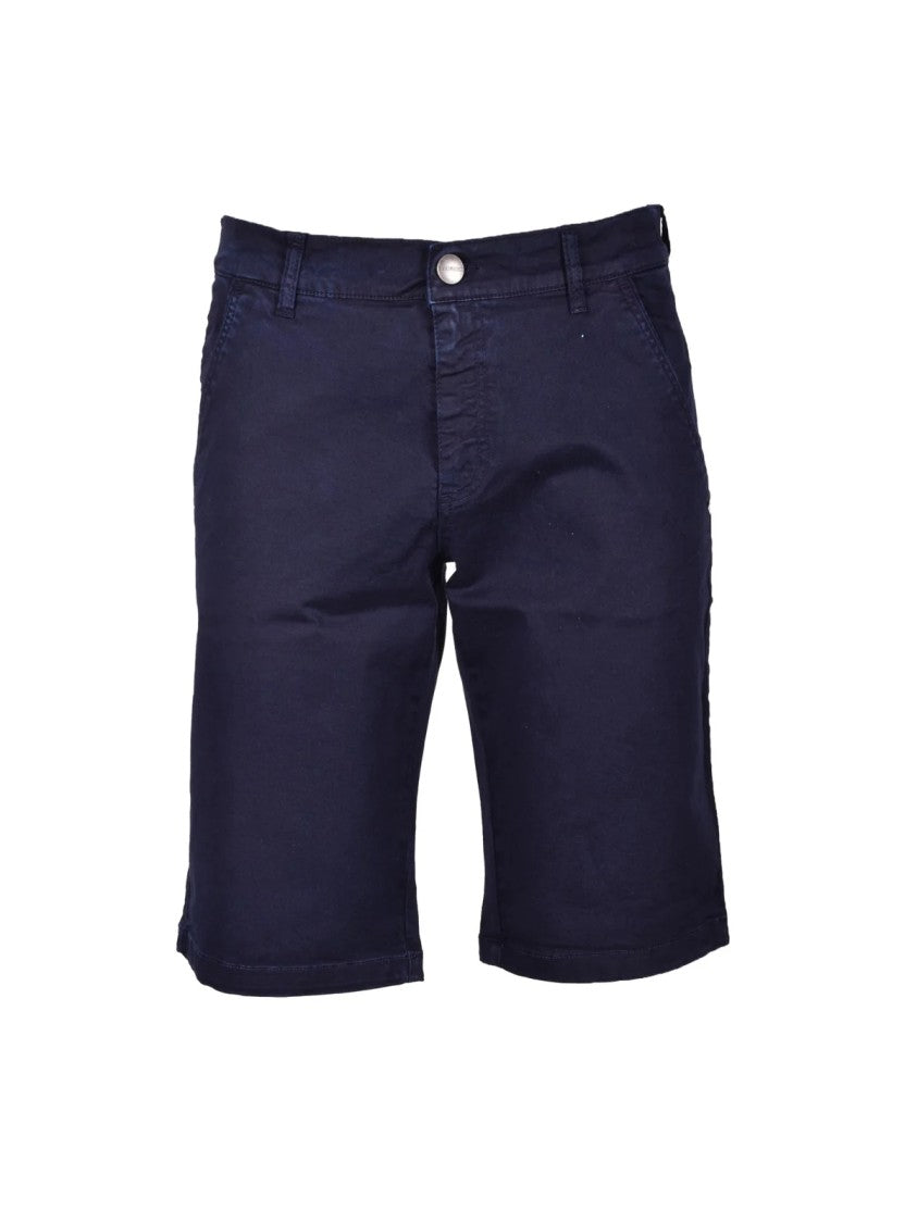 Bikkembergs Blue Cotton-Blend Zip-Up Bermuda Shorts