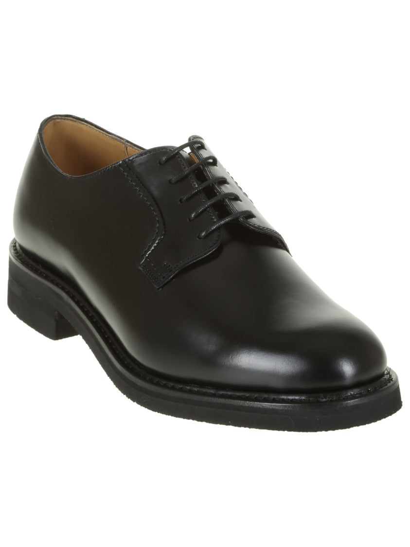 Berwick Black Leather Derby Shoes With Polished Finish