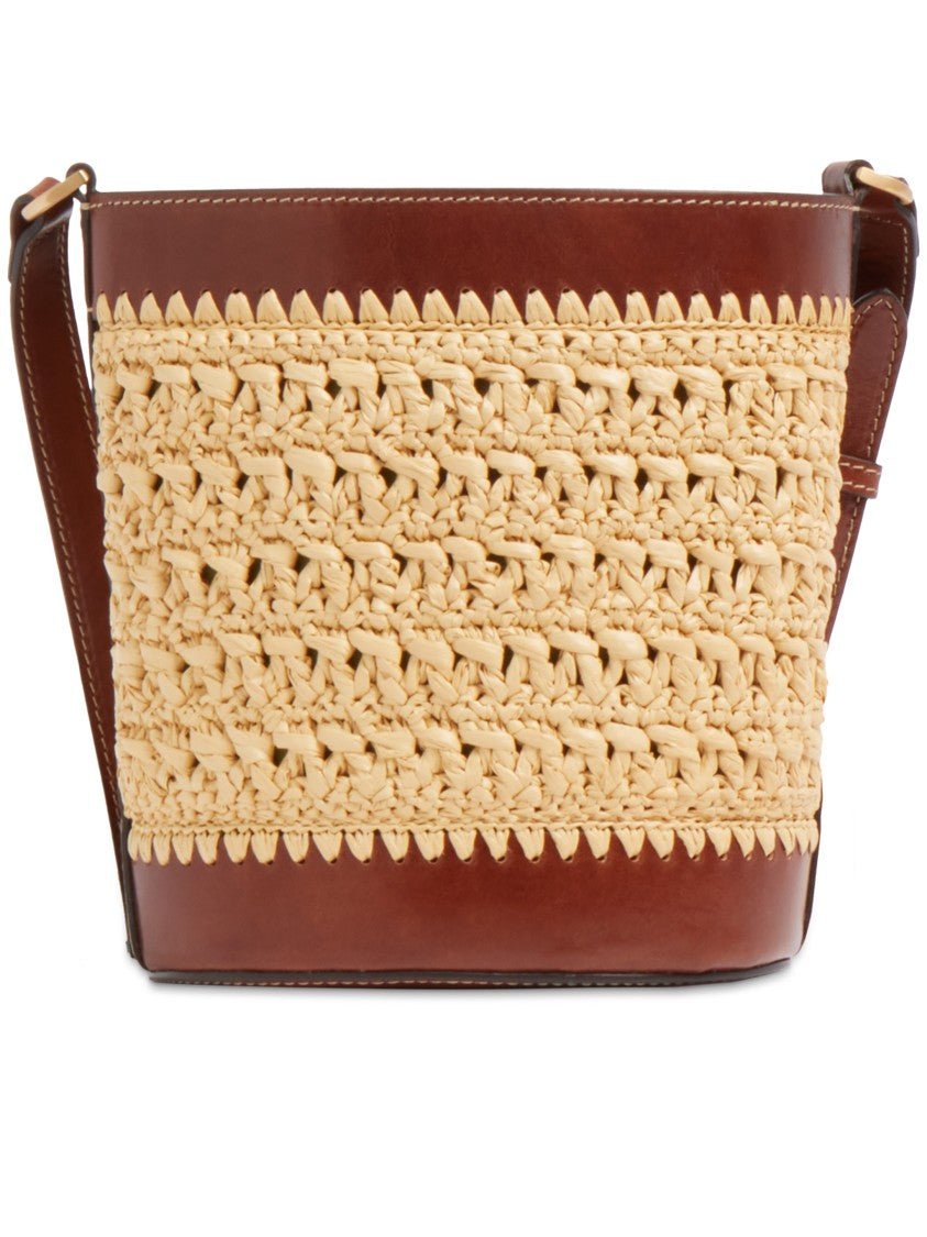 The Bridge Woven Raffia Bucket Bag Leather Satchel