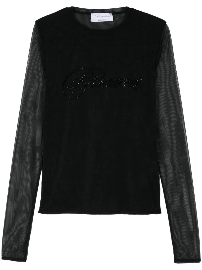 Blumarine Tulle T-Shirt  With Logo