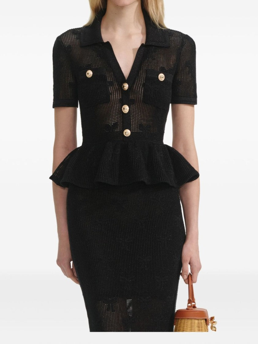 Self-Portrait Black Midi Dress With Crochet Bow