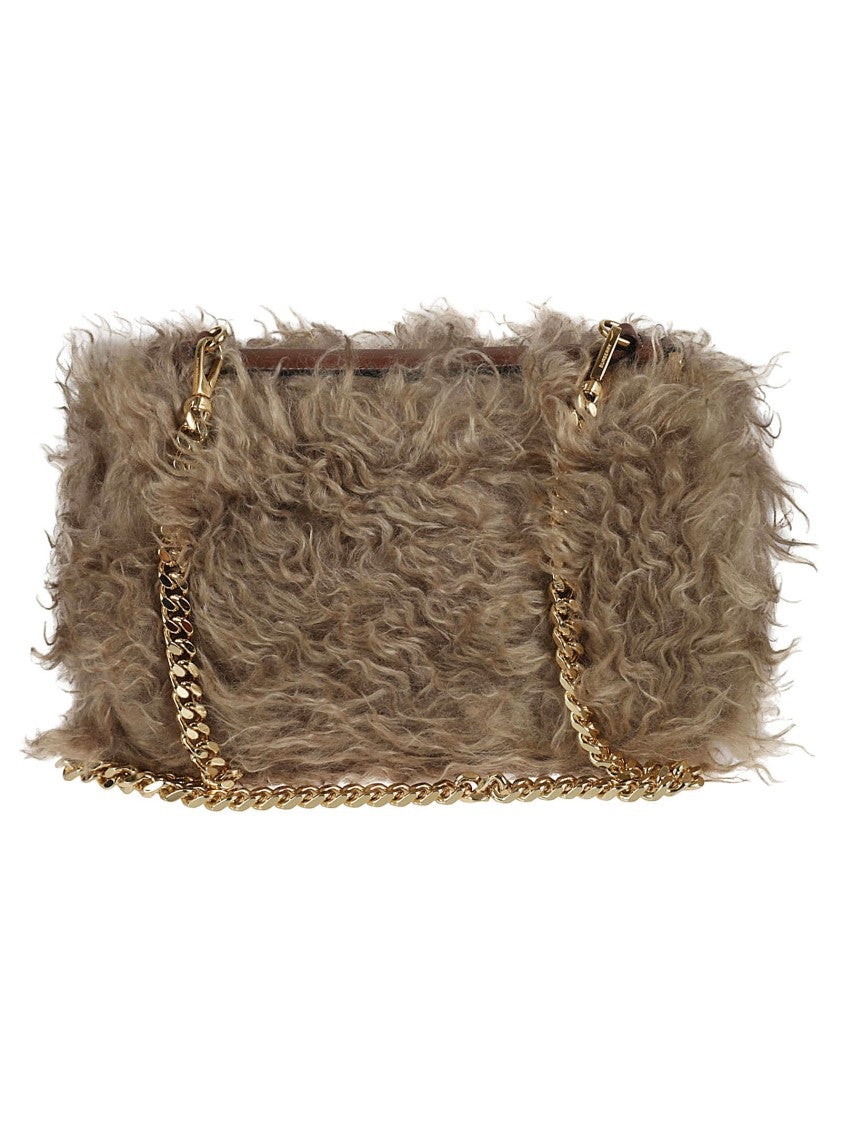 Burberry Textured Brown Mohair Blend Bag