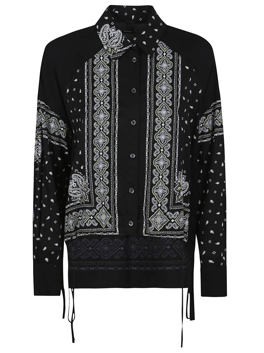 Pinko Viscose Pajama-Style Shirt With Cashmere Design