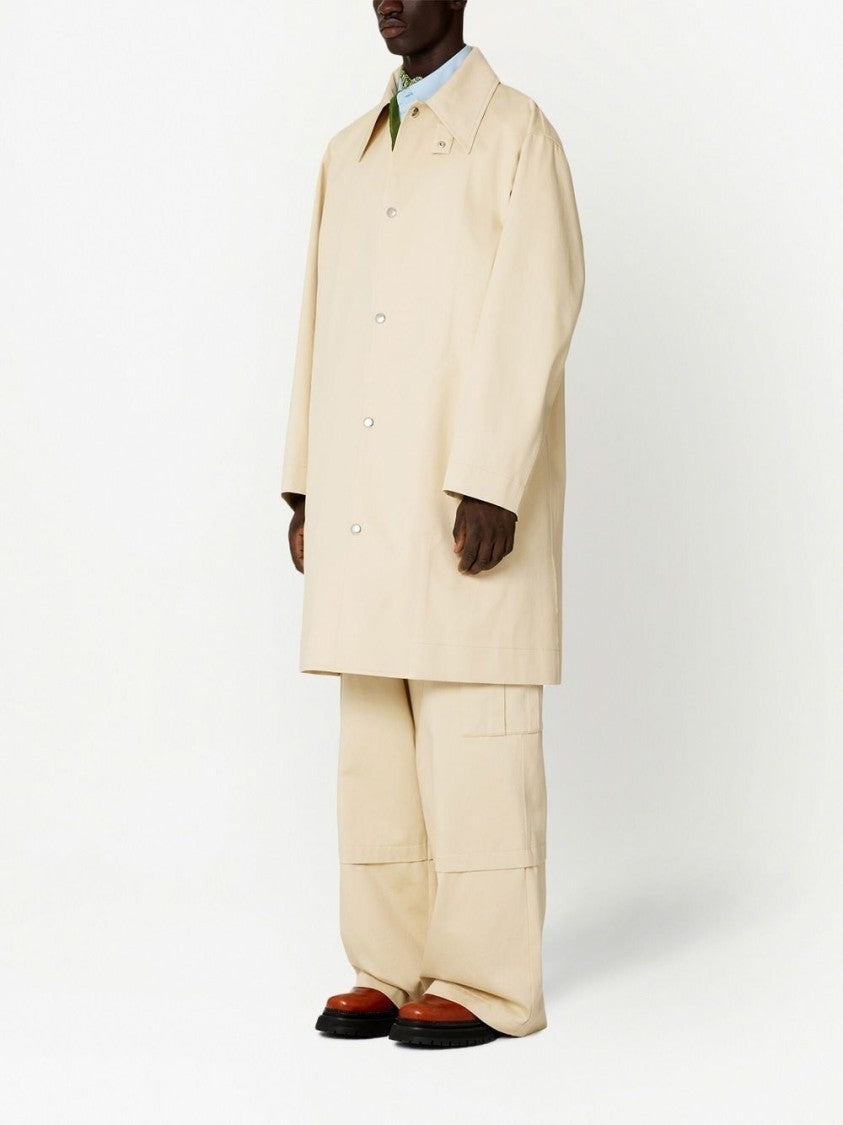 Ami Beige Cotton Mid-Length Coat