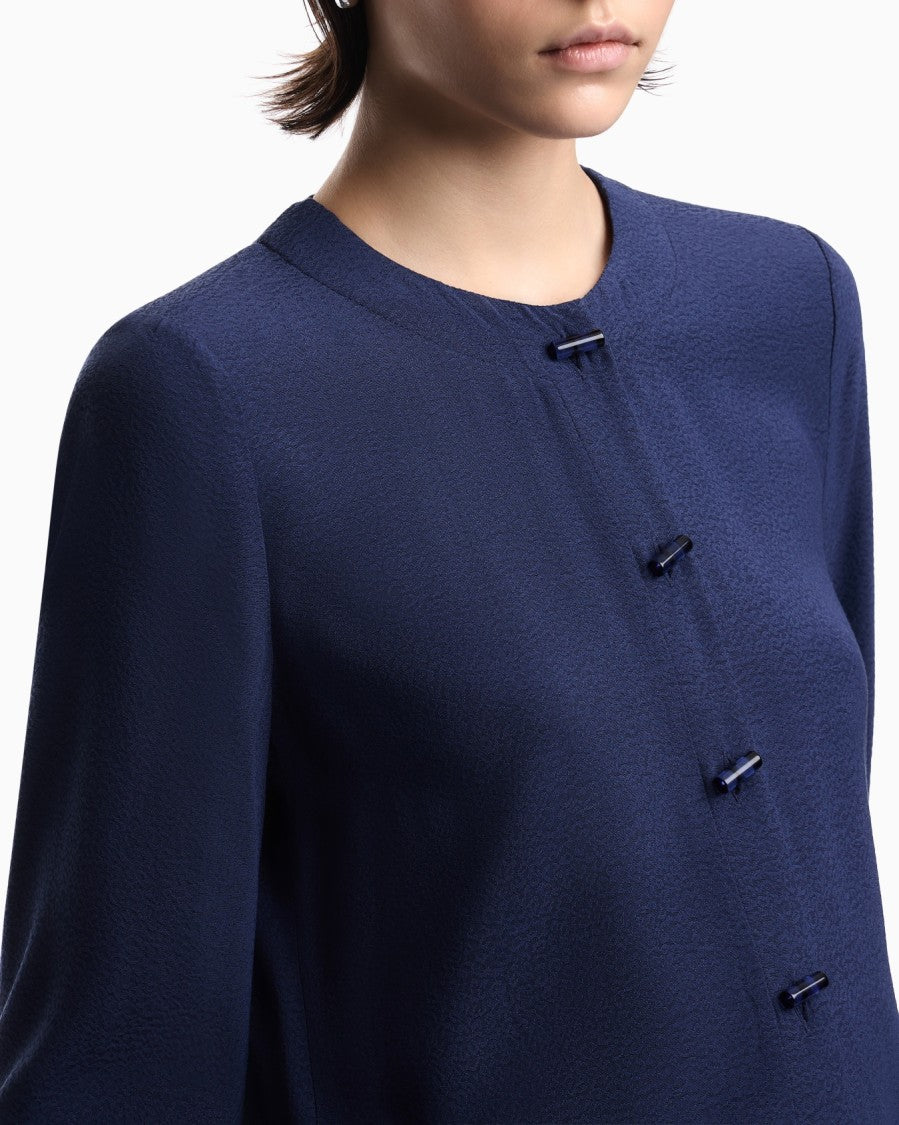 Emporio Armani Micro Leopard Jacquard Fluid Fabric Shirt