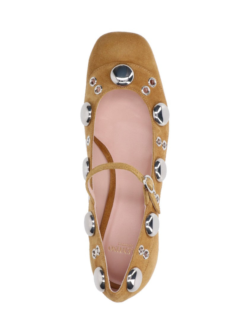 Valentino Garavani Beige Calf Suede Mary-Jane Shoes