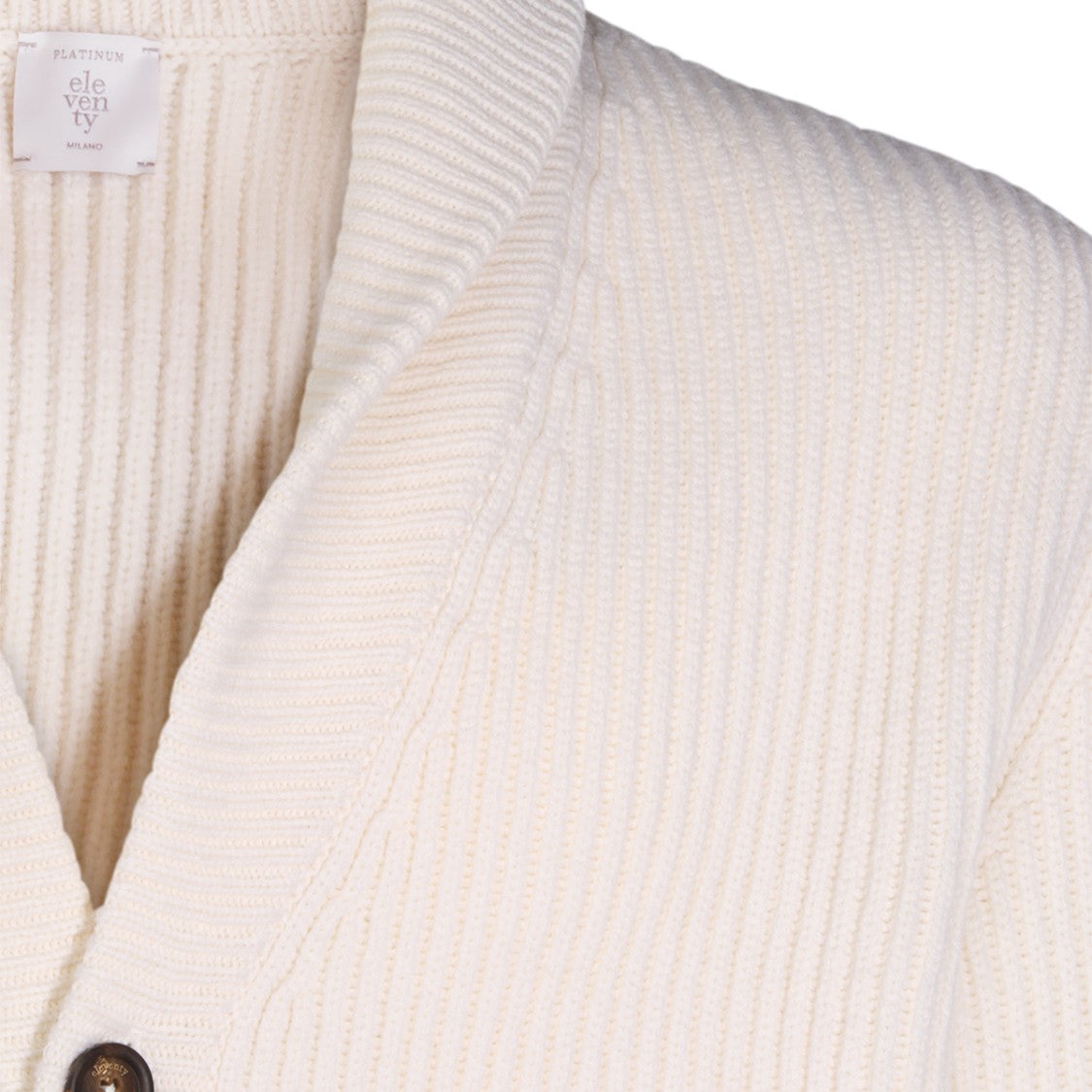 Eleventy Chunky Ribbed Wool-Blend Shawl Collar Cardigan