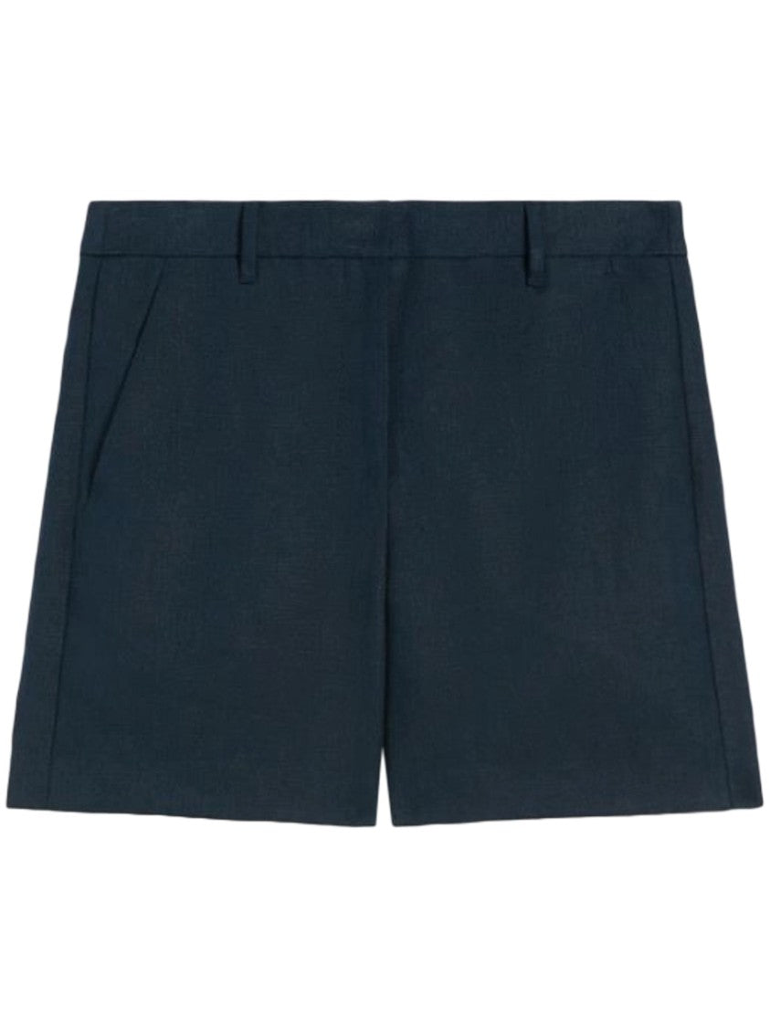 Max Mara Tailored Blue Linen Shorts With Structured Design