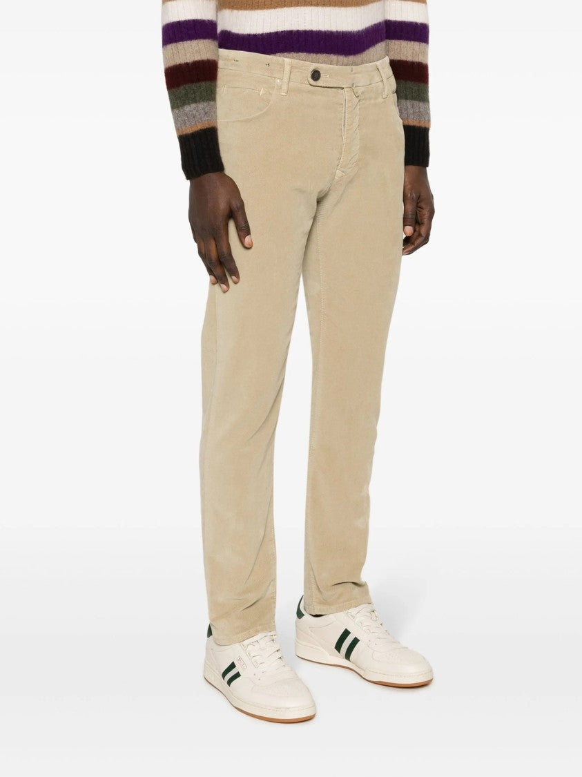 Incotex Neutral Pantalone Vintage Straight-Leg Cotton Pants