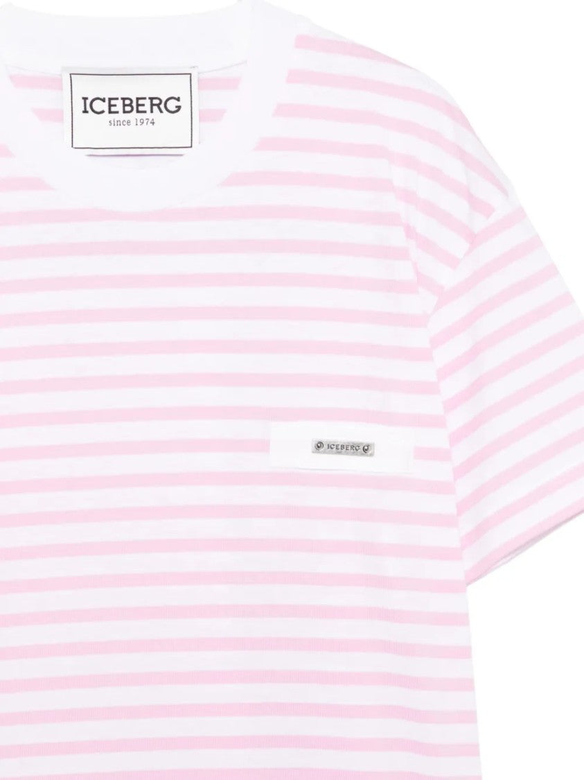 Iceberg Pastel Striped Logo T-Shirt