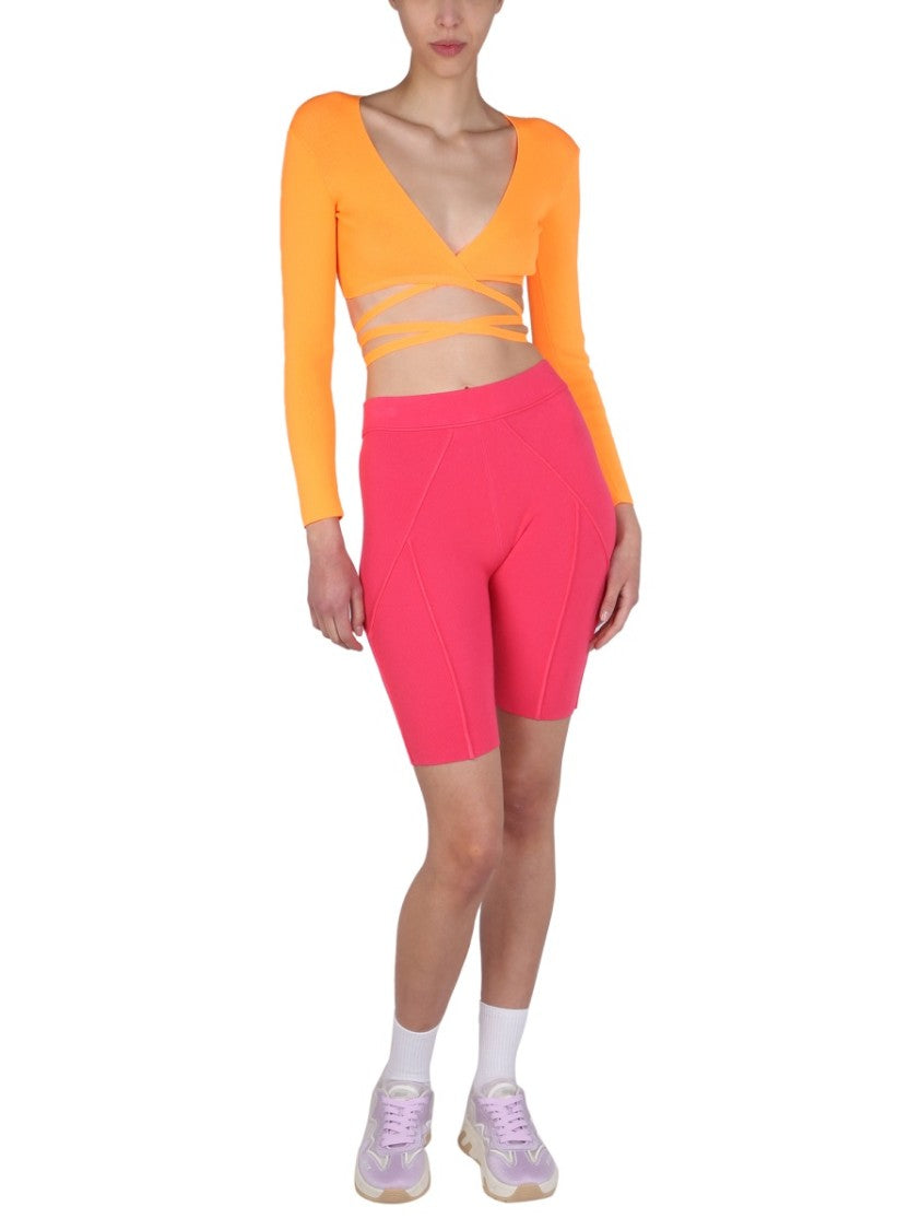 Msgm Cropped Top With Wide V-Neck