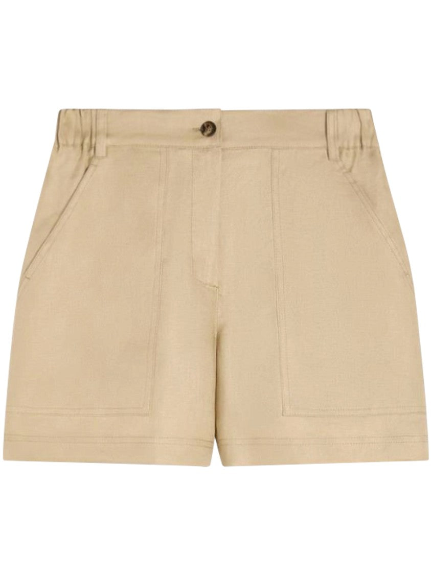 Max Mara High-Waisted Linen Shorts With Button Closure
