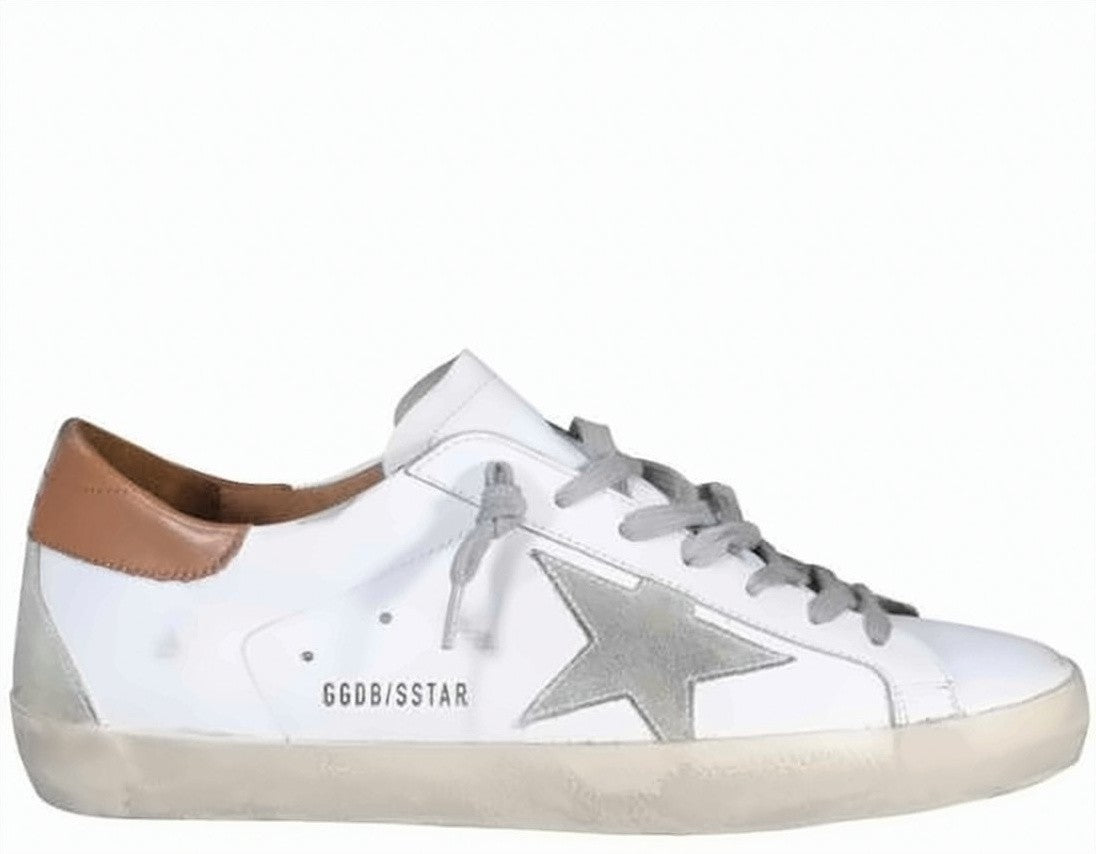 Golden Goose White Leather And Suede Sneakers With Vintage Aesthetic