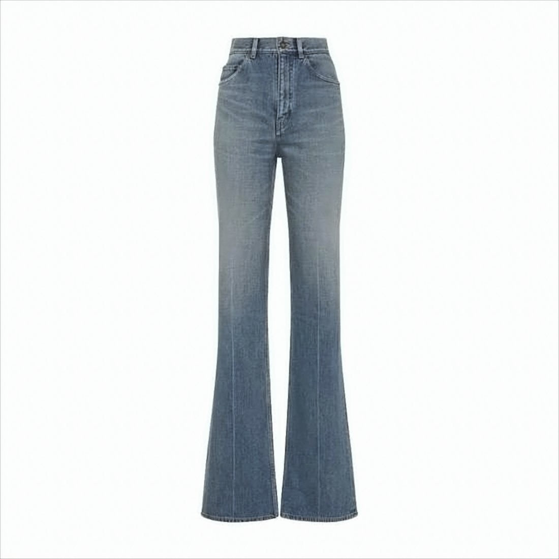 Saint Laurent High-Waisted Flared Denim Pants With Vintage Wash