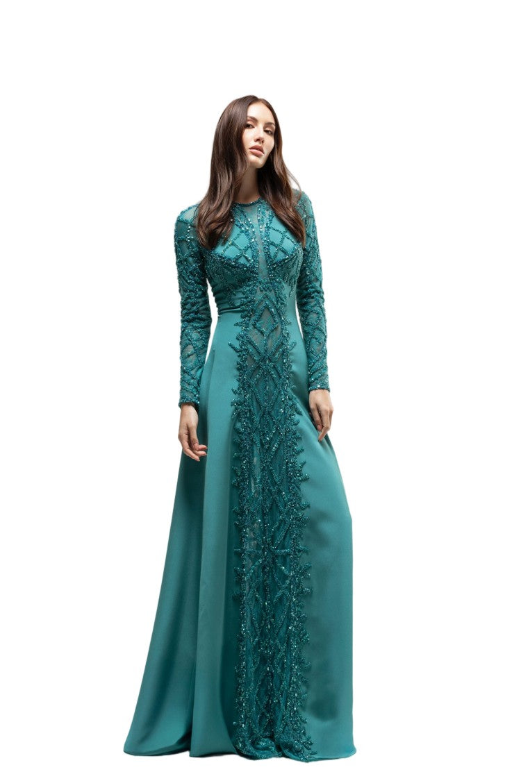 Saiid Kobeisy Embroidered Geometric Crepe Dress