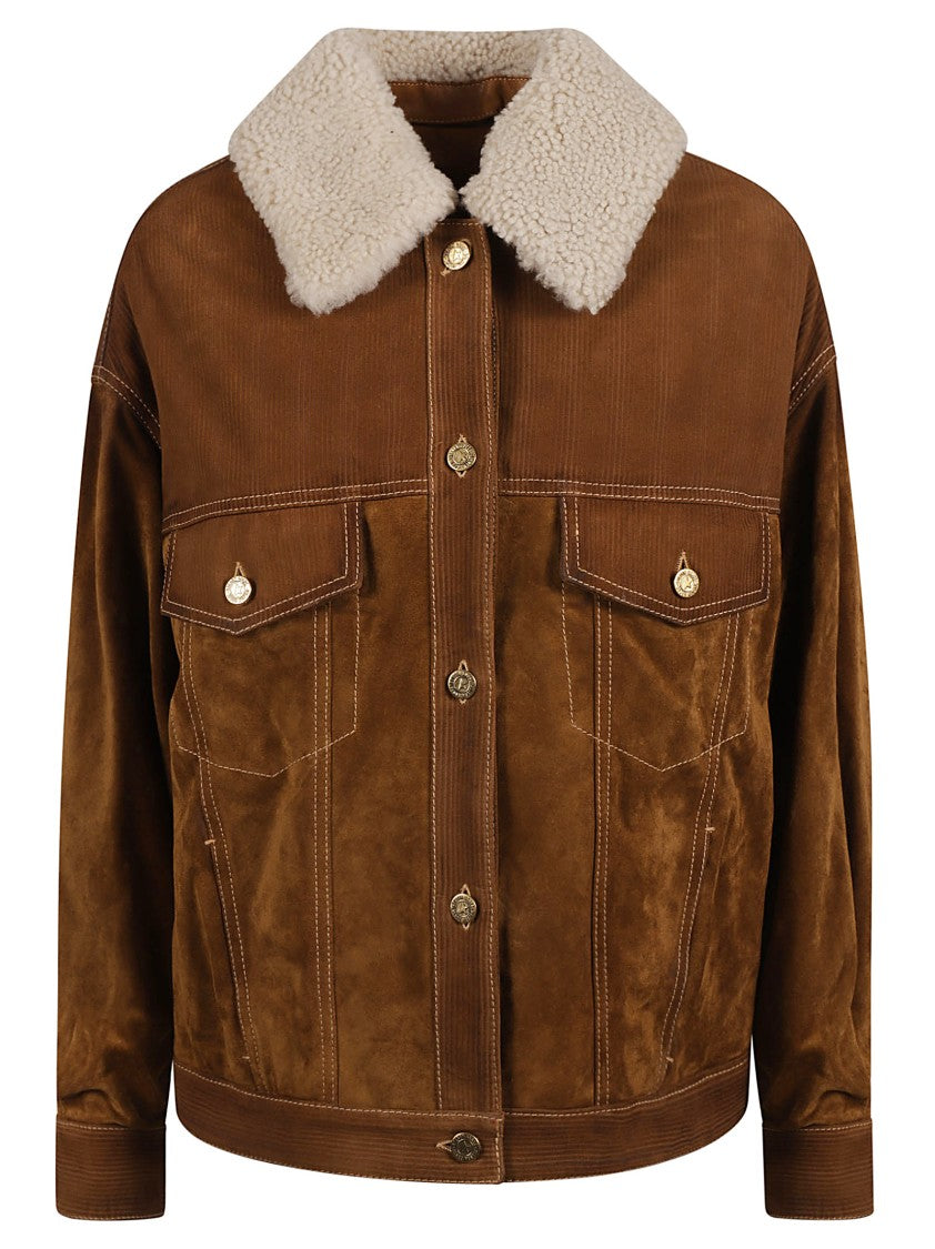 Golden Goose Brown Suede And Corduroy Coat