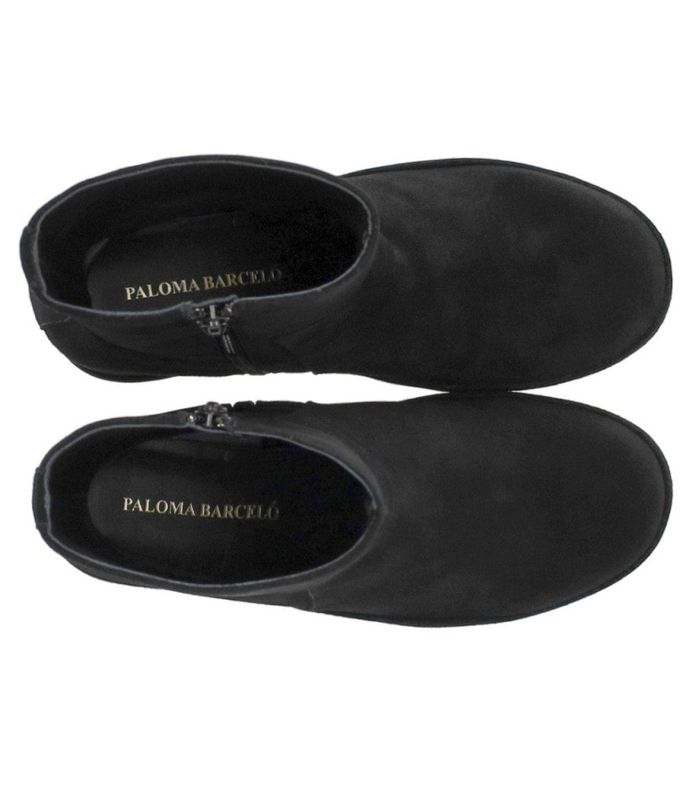 Paloma Barceló Smooth Black Suede Disa Ankle Boots With Internal Wedge