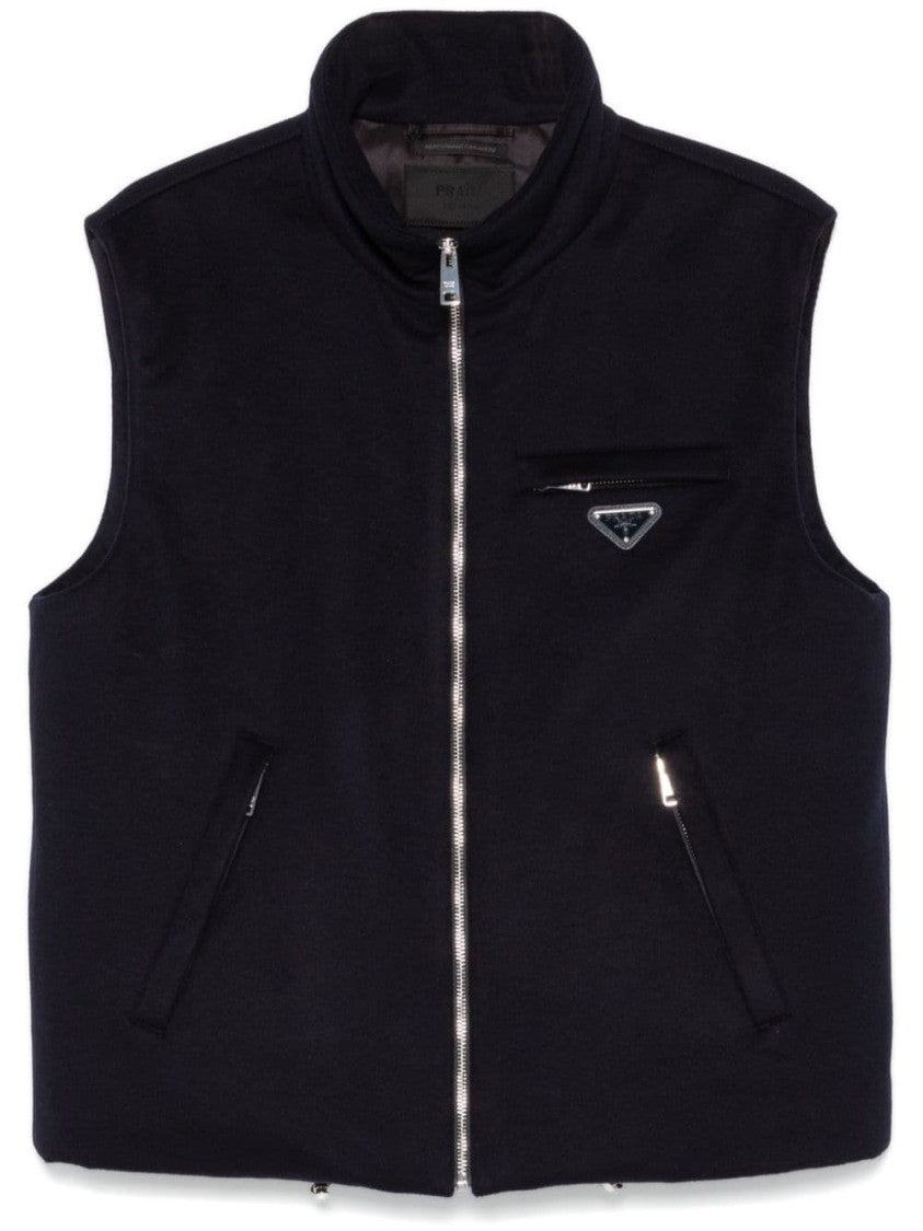Prada Sleeveless Jacket With High Collar
