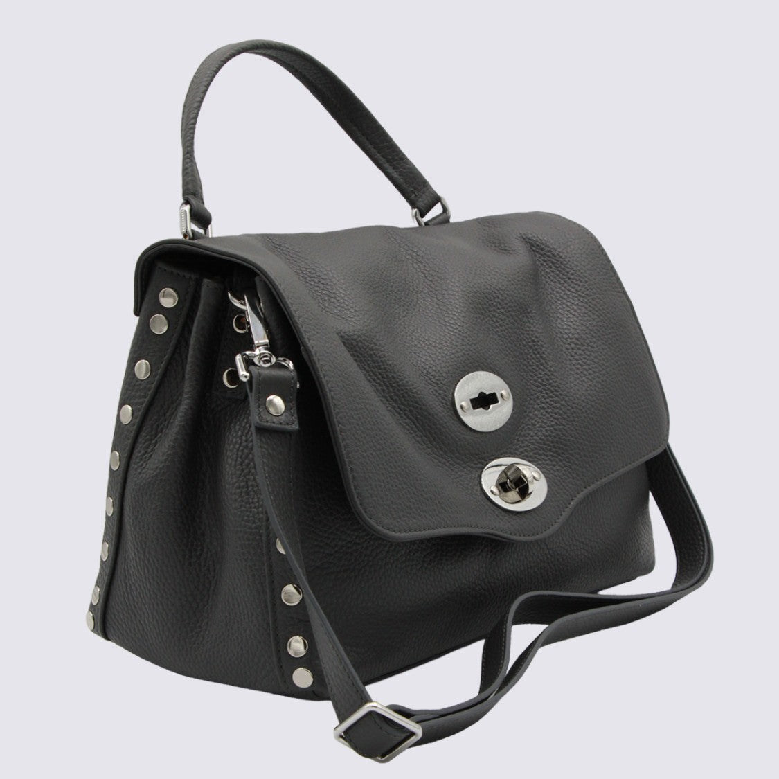 Zanellato Structured Handbag With Pebbled Texture And Silver-Tone Accents