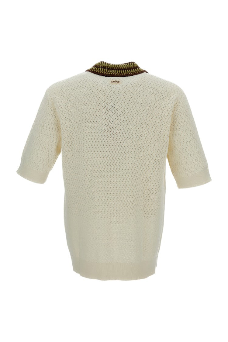 Drôle De Monsieur Ajouré D Miroir Knit Polo Shirt