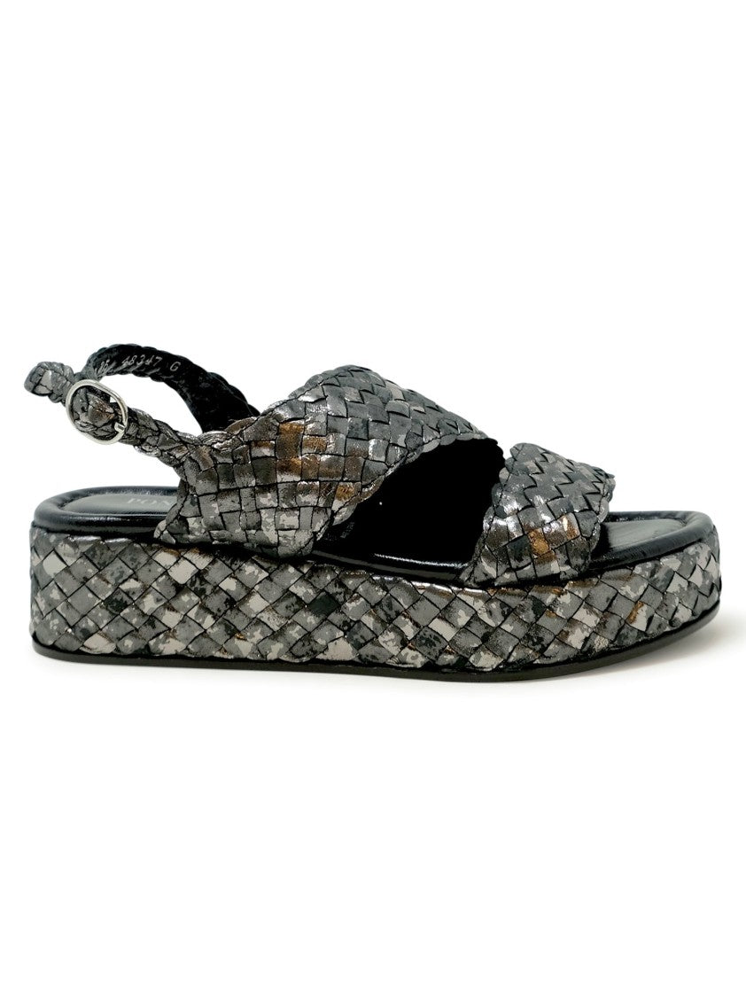 Pons Quintana Metallic Leather Forli Flat Sandals