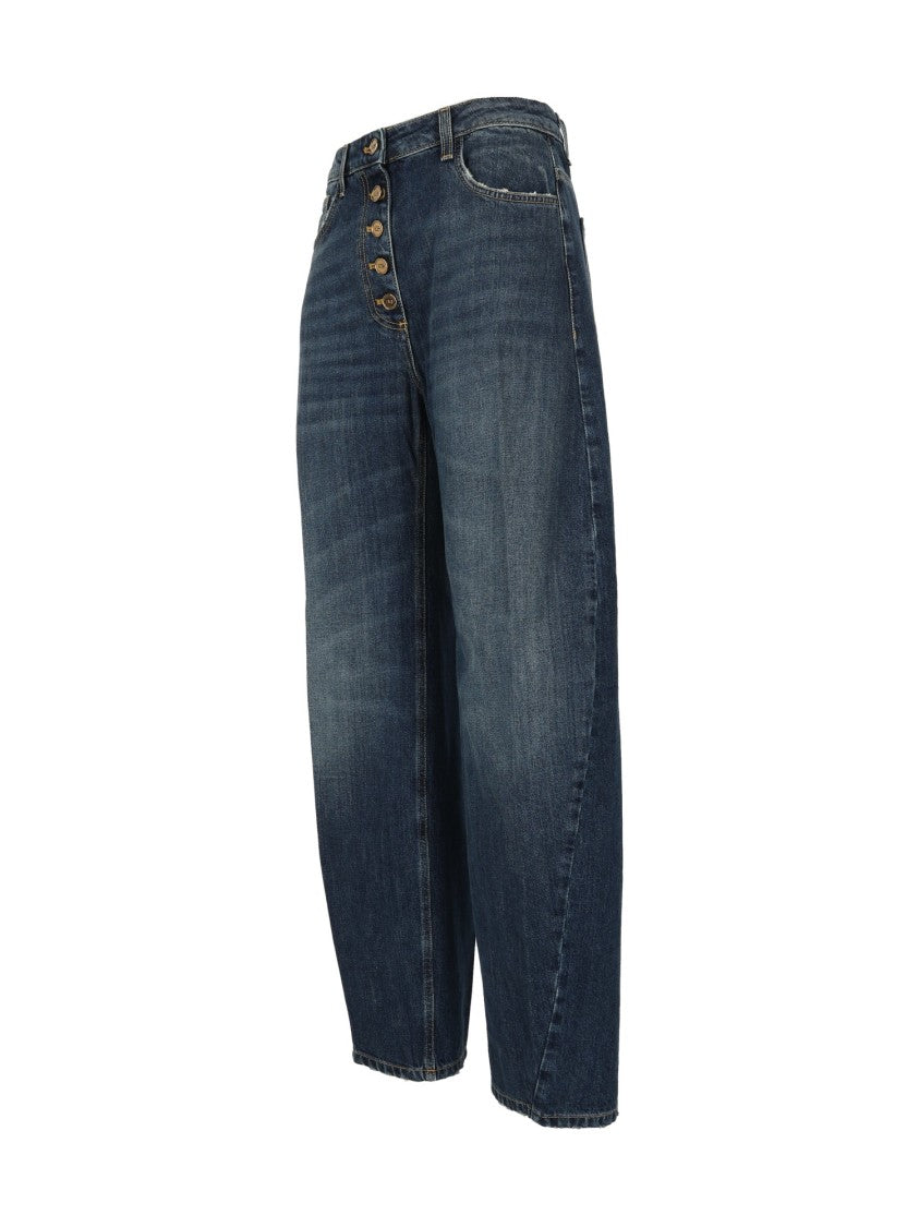 Elisabetta Franchi High-Rise Wide-Leg Jeans With Button-Fly Closure