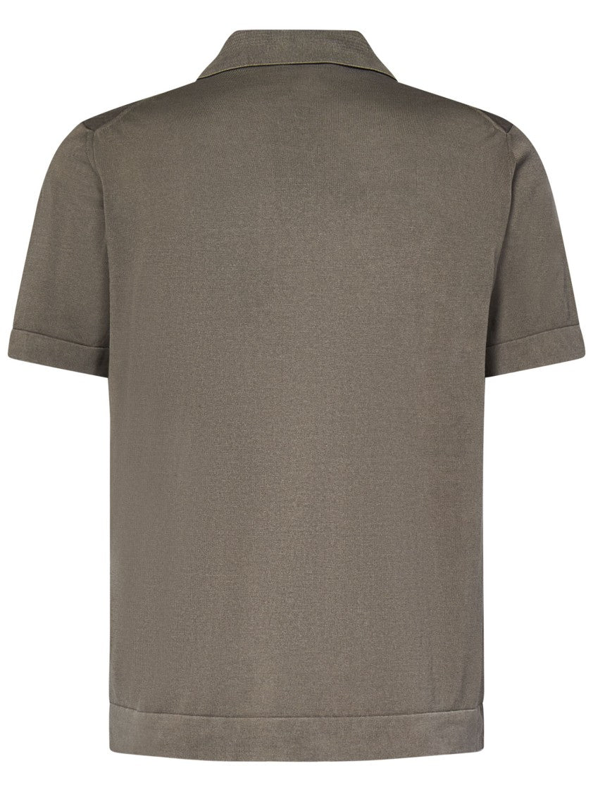 Drumohr Brown Bowling Shirt With Chest Patch Pocket