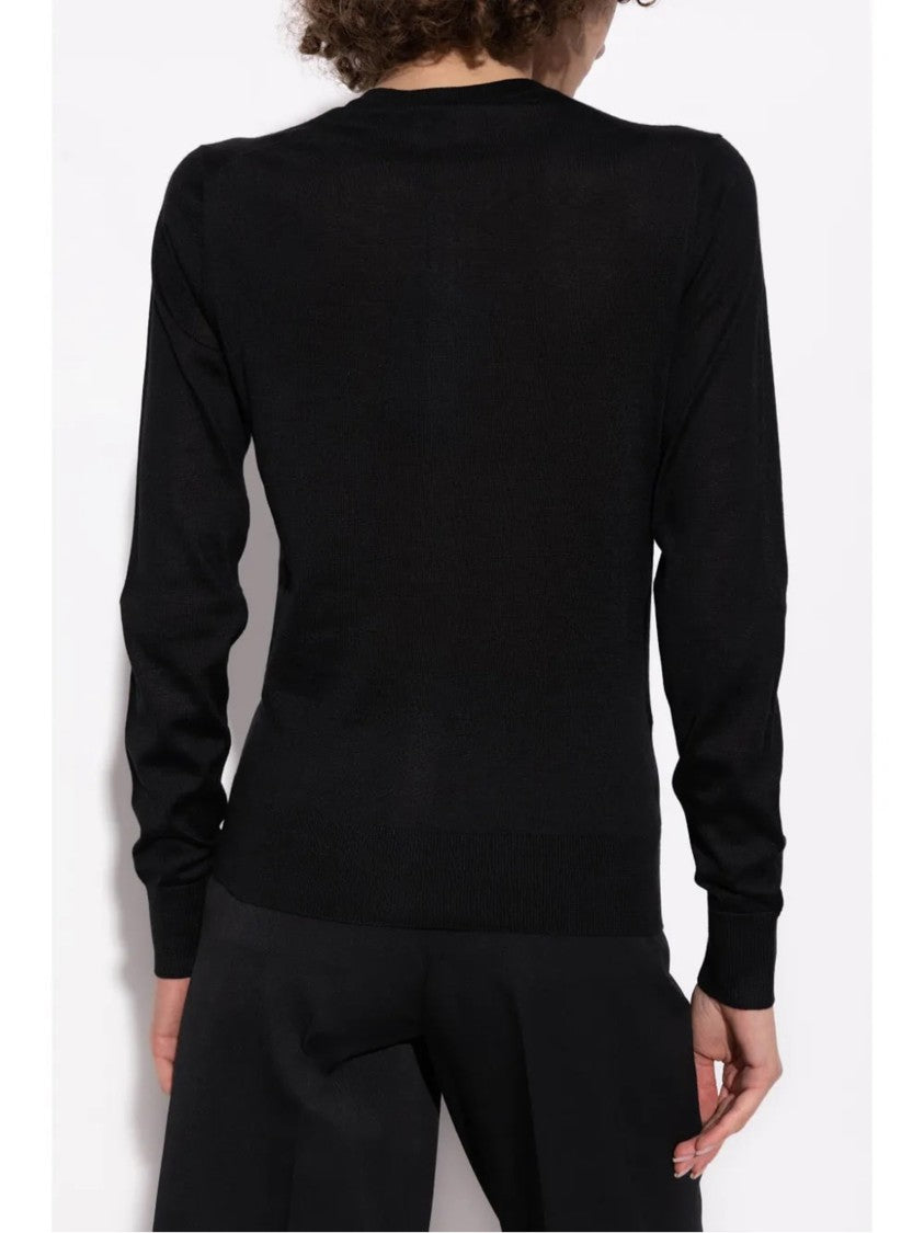 Dolce & Gabbana Black Cashmere Fitted Round Neck Cardigan