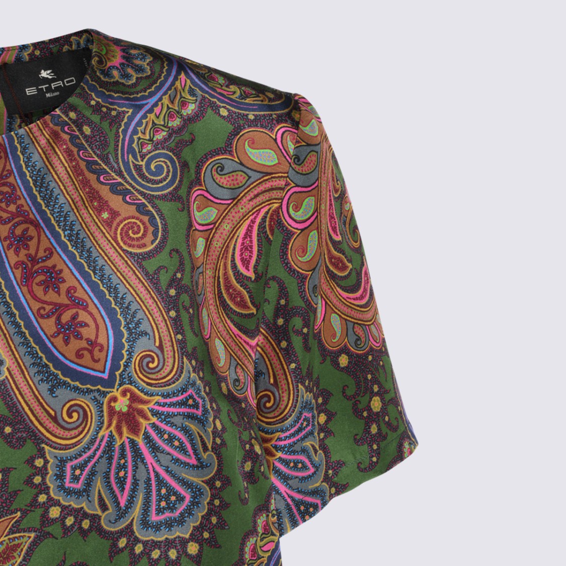 Etro Short Sleeve Paisley Print Dress With Smooth Finish