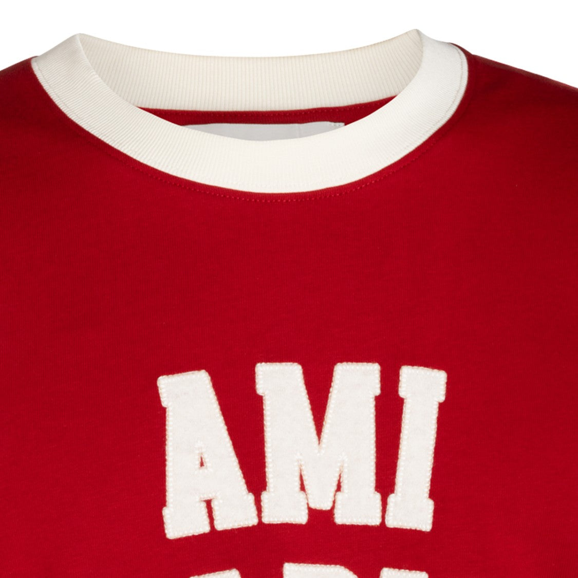Ami Paris Red Collegiate-Style T-Shirt With Contrasting Sleeves
