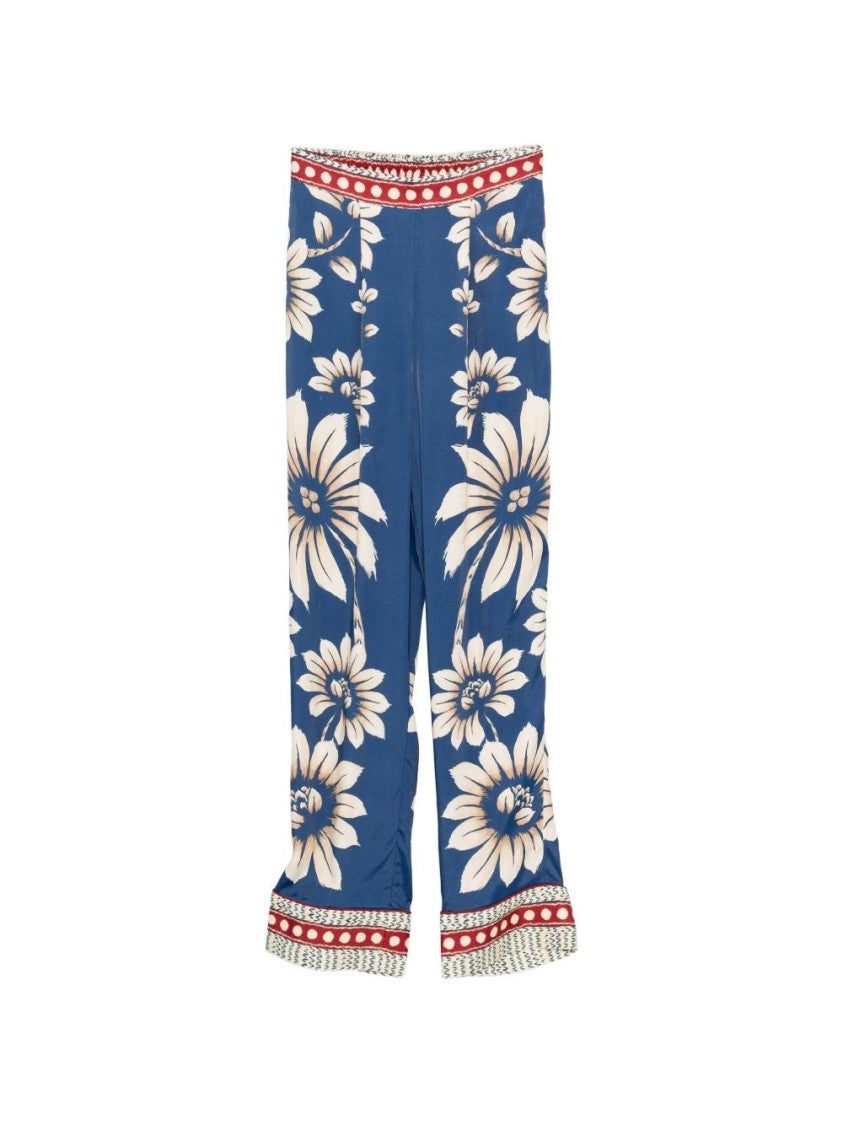 Farm Rio Vibrant Blue Floral Print Luna Pajama Pants