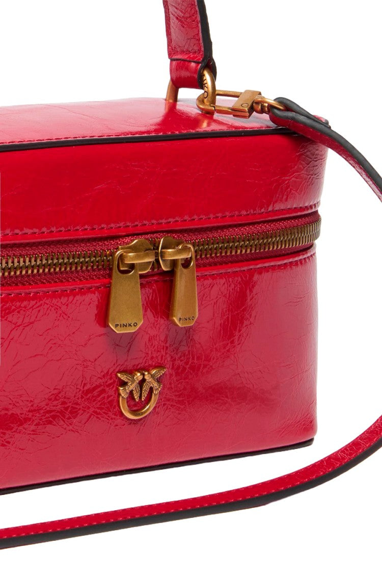 Pinko Red Leather Box Top-Handle Bag