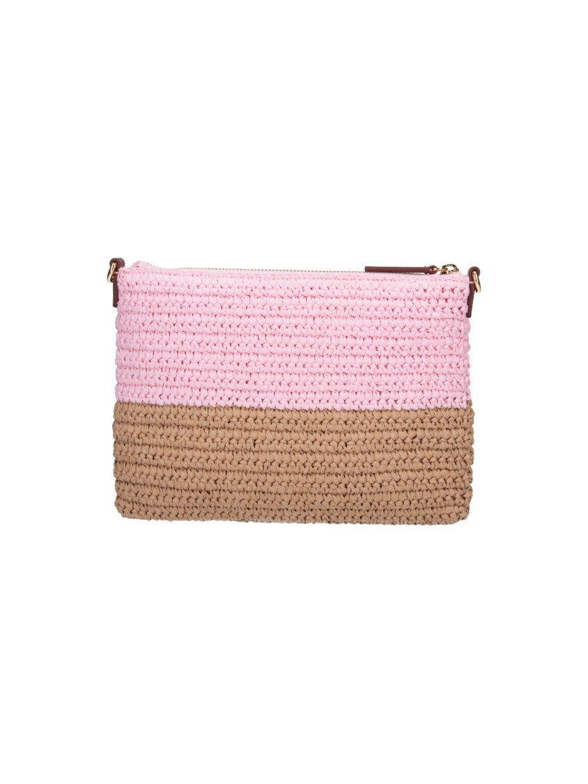 Marni Pink Seaside Woven Raffia Pouch