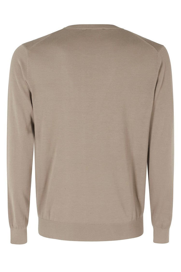 Kangra Brown Single Thread Ribbed Trim Cotton Sweater