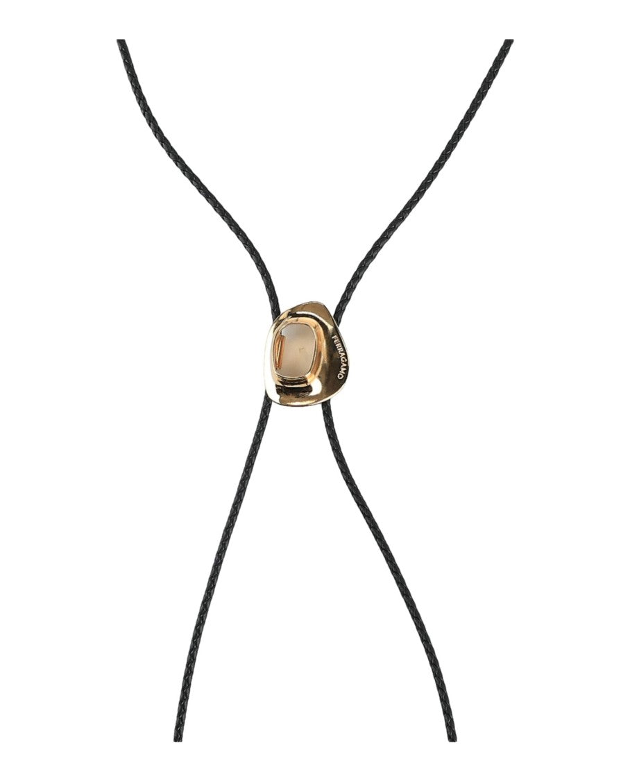 Ferragamo Gancini Braided Leather Bolo