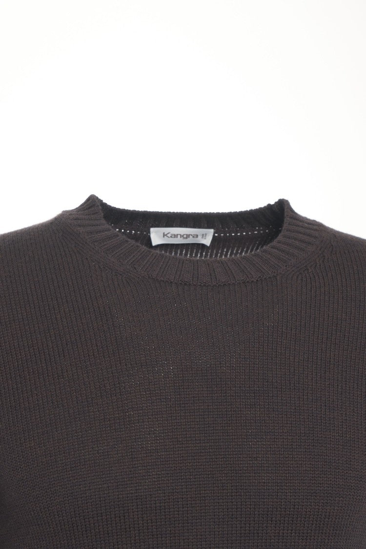 Kangra Fine Knit Wool Sweater With Round Neckline