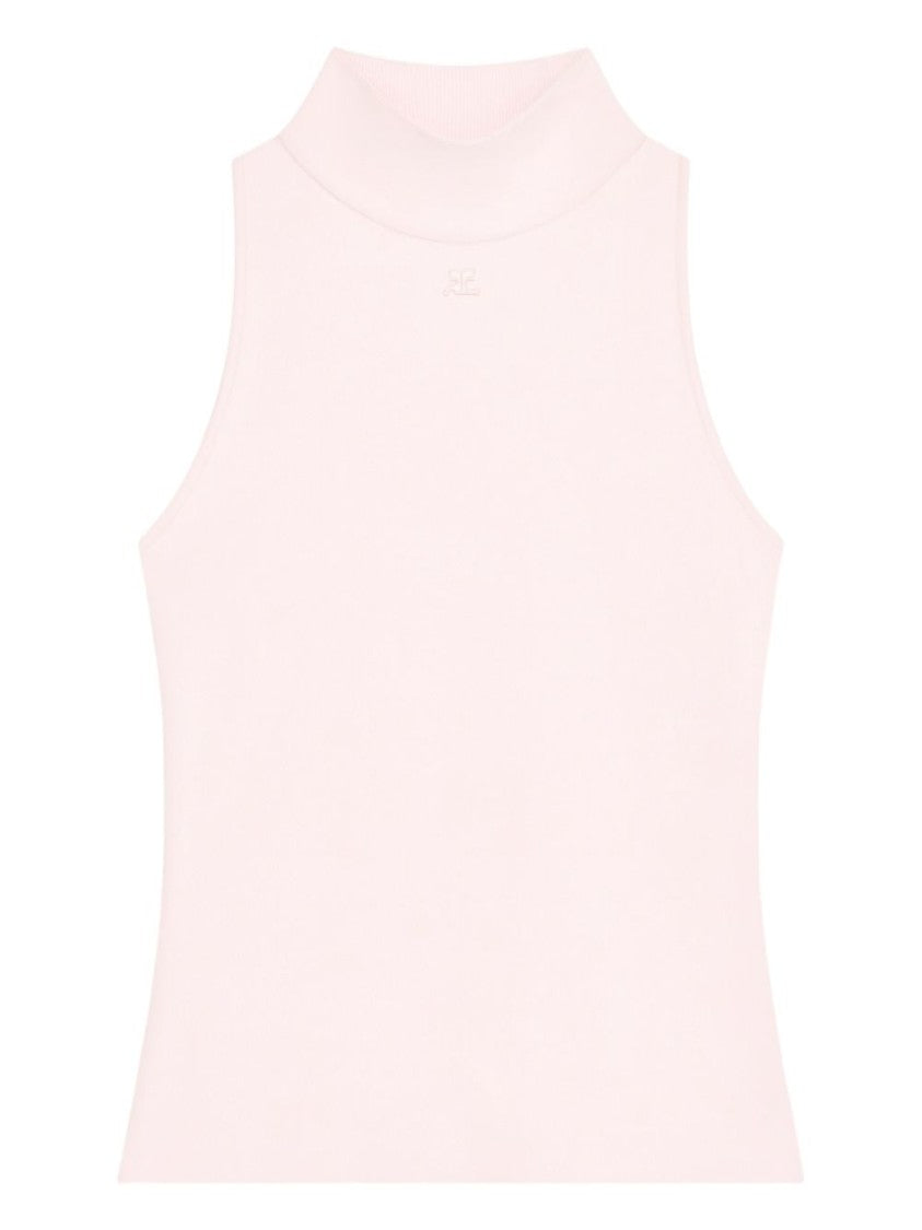 Courrèges Sleeveless Top With High Neckline And Fitted Silhouette