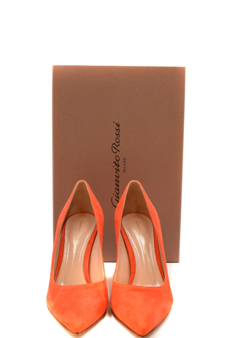Gianvito Rossi Orange Suede Pointed-Toe Pump