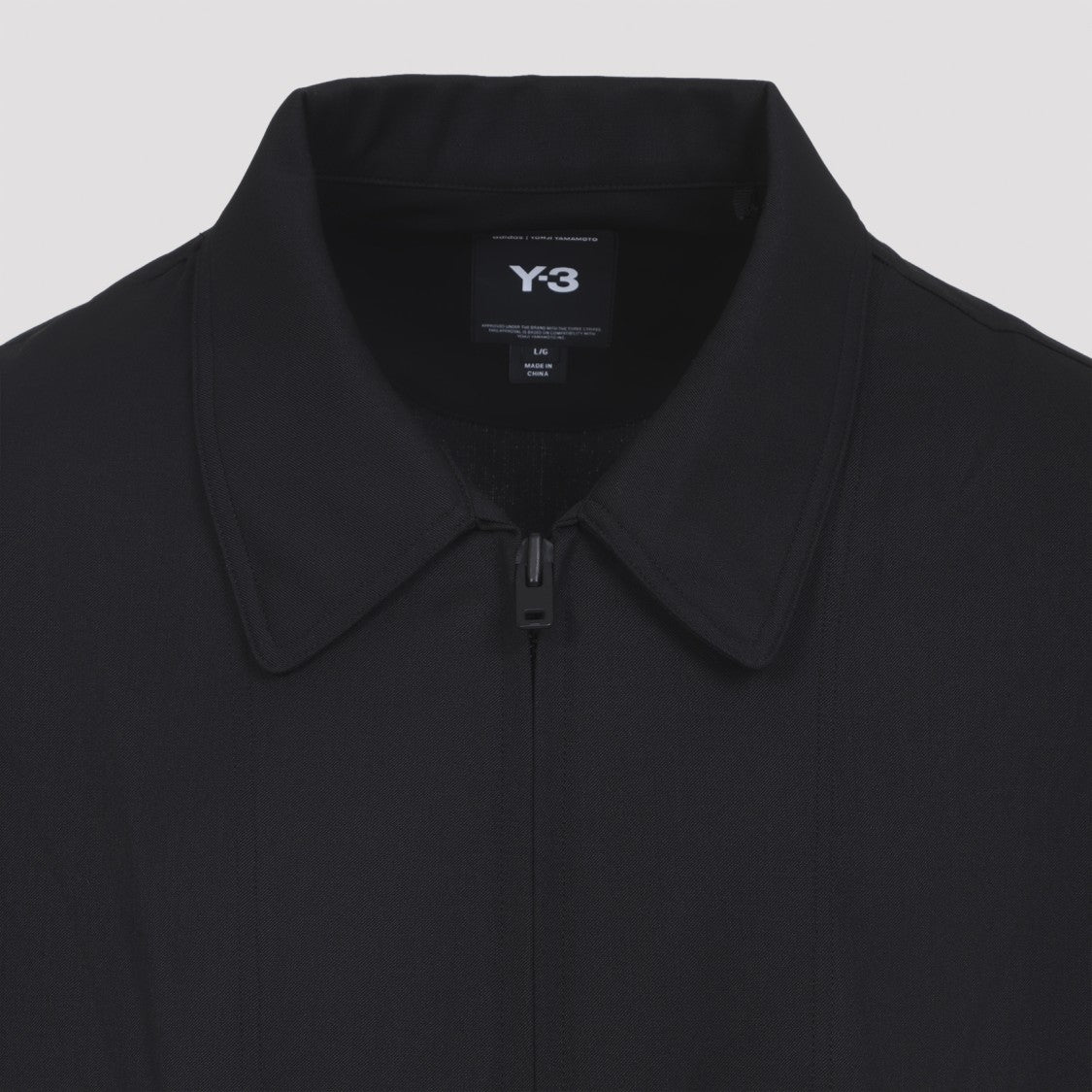 Y-3 Black Wool-Blend Jacket With Pointed Collar And Two-Way Zip Closure