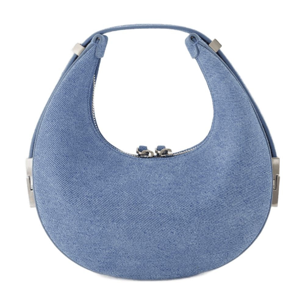 Osoi Crescent-Shaped Denim-Inspired Suede Mini Handbag